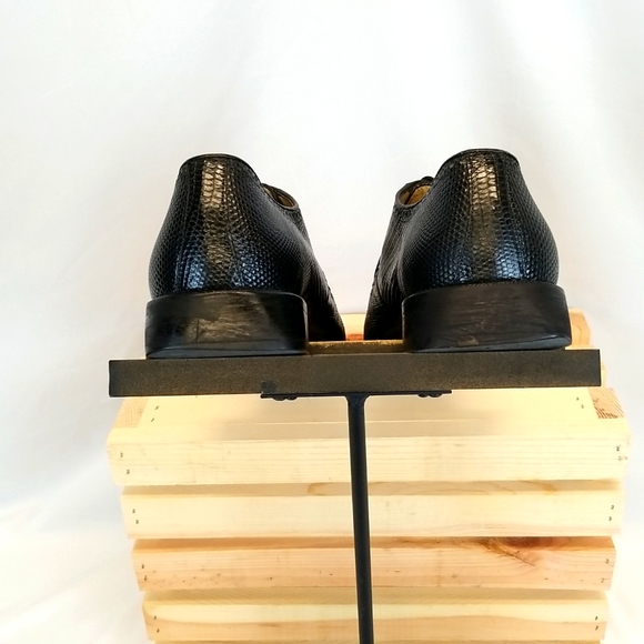 BELVEDERE BLACK OSTRICH AND LIZARD SKIN MEN'S DRESS SHOES. SIZE 9.5 - Picture 5 of 9